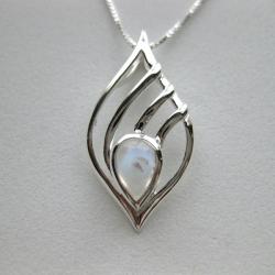 Sterling Silver Teardrop Moonstone Necklace (Thailand)