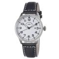 Zeno Men's 'Navigator' White Dial Black Leather Strap Automatic Watch