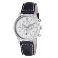 Zeno Men's 'Event' Silver Dial Black Leather Strap Watch