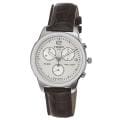 Tissot Men's 'PR-100' Silver Dial Brown Leather Strap Watch