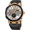 Ulysse Nardin Men's Dual Time Rose Gold Black Leather Strap Watch