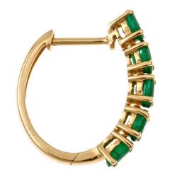 14k Yellow Gold Zambian Emerald Hoop Earrings