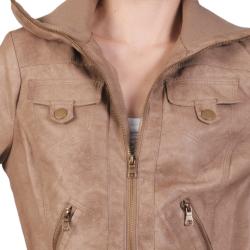 Ci Sono by Journee Junior's High Collar Zippered Faux Leather Jacket