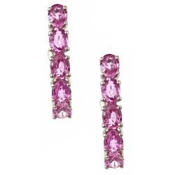 Dyach 14k White Gold Ceylon Pink Sapphires Hoop Earrings