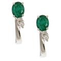 14k White Gold Zambian Emerald and Diamond Accent Earrings