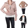 Ci Sono by Journee Junior's High Collar Zippered Faux Leather Jacket