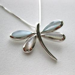 Sterling Silver Mother of Pearl Dragonfly Necklace (Thailand)
