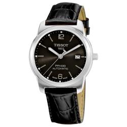 Tissot Men's 'PR-100' Black Dial Black Leather Strap Watch