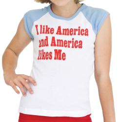 American Apparel Girl's 'I Like America' Raglan Baby Rib Cotton Tee