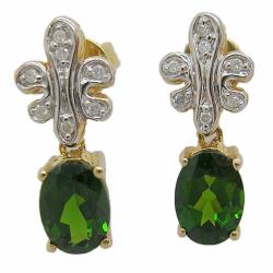 D'sire 10k Yellow Gold Chrome Diopside and Diamond Accent Earrings