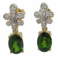 D'sire 10k Yellow Gold Chrome Diopside and Diamond Accent Earrings