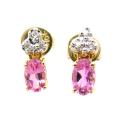 D'sire 10k Yellow Gold Pink Tourmaline Diamond Accent Stud Earrings