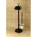 Solid Brass Oil Rubbed Bronze Toilet Paper with Brush Holder Pedestal