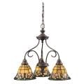 Tiffany-style 3-Light Bronze Chandelier