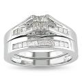 Miadora 10k White Gold 1/2ct TDW Princess Diamond Bridal Ring Set