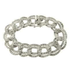 New! Sterling Silver 1ct TDW Diamond Link Bracelet (I-J, I2-I3)