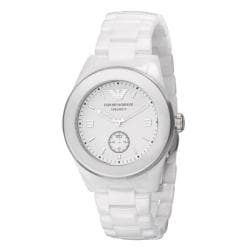 Women's Luxe Elite White Ceramic MOP Dial Crystals Chronograph Watch