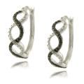 Sterling Silver Diamond Accent Black and White Infinity Hoop Earrings