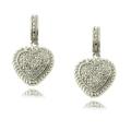 Finesque Sterling Silver Diamond Accent Heart Dangle Earrings