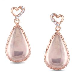 Pink-plated Mada Rose Quartz and Cubic Zirconia Dangle Earrings (40ct TGW)