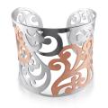 Stainless Steel White and Pink-plated Cuff Bracelet