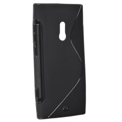 Black S Shape TPU Rubber Skin Case for Nokia Lumia 800