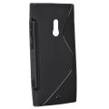 Black S Shape TPU Rubber Skin Case for Nokia Lumia 800