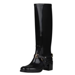 Jimmy Choo 'Chester' Black Stacked Heel Equestrian Rain Boot