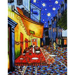 Vincent Van Gogh, 'Cafe Terrace at Night' Hand-painted Trivet/Wall Accent Tile