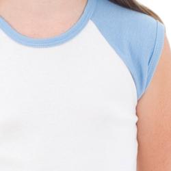 American Apparel Girl's White/ Baby Blue Raglan Top