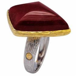 De Buman 18k Yellow Gold and Sterling Silver Ruby Ring