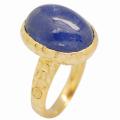 De Buman 18k Yellow Gold and Sterling Silver Tanzanite Ring