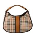Burberry Signature Haymarket Equestrian Knight Hobo Bag