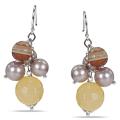 New! Sterling Silver 30ct TGW Multi-colored Agate and FW Pearl Earrings