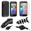 Black Case/ LCD Protector/ Cable/ Charger/ Wrap for HTC Sensation
