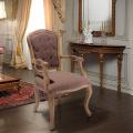 Jules Weathered Hardwood Tufted Brown Fabric Arm Chair