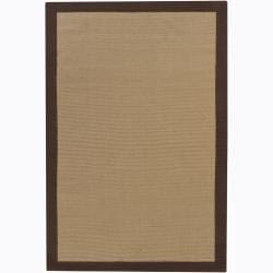 Hand-woven Mandara Brown Border Rug (10' x 10')
