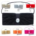 Dasein Satin Rhinestone Pleated Front Clutch