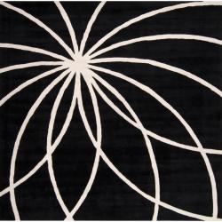 Hand-tufted Contemporary Black/White Hakka Wool Abstract Rug (8' Square)