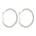 Roman Silvertone Clear Crystal Hoop Earrings