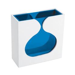 DonnieAnn Blue Glass Vase with White Wooden Case