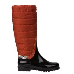 Burberry Women's Orange/ Black Quilted/ Patent Rain Boots