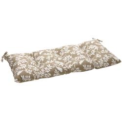 Pillow Perfect Taupe Floral Tufted Outdoor Loveseat Cushion