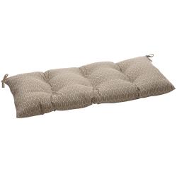 Pillow Perfect Taupe Contemporary Tufted Outdoor Loveseat Cushion