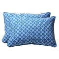 Decorative Blue and White Geometric Rectangle Outdoor Toss Pillows (Set of 2)