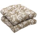 Outdoor Taupe Floral Wicker Seat Cushions (Set of 2)