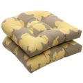 Outdoor Gray and Yellow Floral Wicker Seat Cushions (Set of 2)