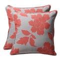 Decorative Grey/ Coral Floral Square Toss Pillows (Set of 2)