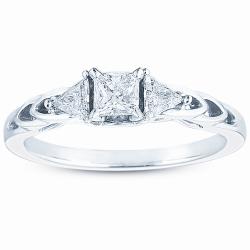 14k White Gold 1/2ct TDW Diamond 3-stone Ring (H-I, I1-I2)