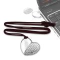 4GB Silver Jeweled Metal Heart Necklace USB Flash Drive